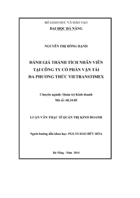 Luận văn thạc sĩ quản trị kinh doanh đánh giá thành tích nhân viên tại công ty cổ phần vận tải đa phương thức vietranstimex