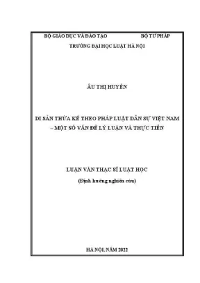 Luận văn thạc sĩ luật học di sản thừa kế theo pháp luật dân sự việt nam một số vấn đề lý luận và thực tiễn