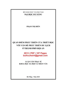 Luận văn thạc sĩ khoa học xã hội và nhân văn quan điểm phát triển của triết học với vấn đề phát triển du lịch ở thành phố hội an