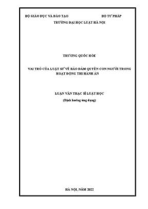 Luận văn thạc sĩ luật học vai trò của luật sư về bảo đảm quyền con người trong hoạt động thi hành án