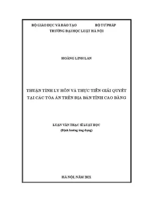 Luận văn thạc sĩ luật học thuận tình ly hôn và thực tiễn giải quyết tại các toà án trên địa bàn tỉnh cao bằng