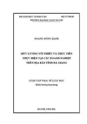Luận văn thạc sĩ luật học mức lương tối thiểu và thực tiễn thực hiện tại các doanh nghiệp trên địa bàn tỉnh hà giang