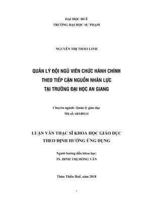 Luận văn thạc sĩ khoa học giáo dục quản lý đội ngũ viên chức hành chính theo tiếp cận nguồn nhân lực tại trường đại học an giang