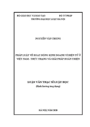 Luận văn thạc sĩ luật học pháp luật về hoạt động kinh doanh ví điện tử ở việt nam thực trạng và giải pháp hoàn thiện