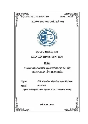 Luận văn thạc sĩ luật học phòng ngừa tội lừa đảo chiếm đoạt tài sản trên địa bàn tỉnh thanh hoá
