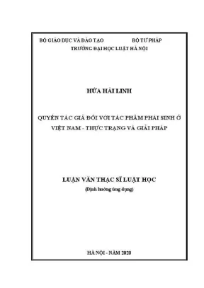 Luận văn thạc sĩ luật học quyền tác giả đối với tác phẩm phái sinh ở việt nam thực trạng và giải pháp