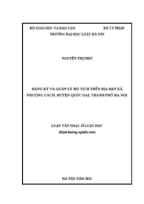 Luận văn thạc sĩ luật học đăng lý và quản lý hộ tịch trên địa bàn xã phượng cách huyện quốc oai thành phố hà nội