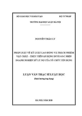 Luận văn thạc sĩ luật học pháp luật về kỷ luật lao động và trách nhiệm vật chất thực tiễn áp dụng dưới góc nhìn doanh nghiệp xử lý nợ của tổ chức tín dụng