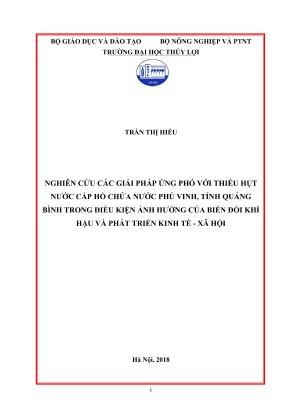 Luận văn thạc sĩ chuyên ngành kỹ thuật tài nguyên nước nghiên cứu các giải pháp ứng phó với thiếu hụt nước cấp hồ chứa nước phú vinh tỉnh quảng bình trong điều kiện ảnh hưởng của biến đổi khí hậu và phát triển kinh tế xã hội