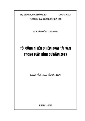 Luận văn thạc sĩ luật học tội công nhiên chiếm đoạt tài sản trong luật hình sự năm 2015