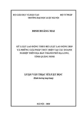 Luận văn thạc sĩ luật học kỷ luật lao động theo bộ luật lao động 2019 và những giải pháp thực hiện tại các doanh nghiệp trên địa bàn thành phố hạ long tỉnh quảng ninh
