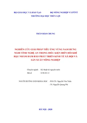Luận văn thạc sĩ chuyên ngành kỹ thuật tài nguyên nước nghiên cứu giải pháp tiêu úng vùng nam hưng nghi tỉnh nghệ an trong điều kiện biến đổi khí hậu nhằm đẩm bảo phát triển kinh tế xã hội và sản xuất nông nghiệp