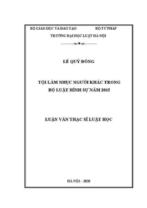 Luận văn thạc sĩ luật học tội làm nhục người khác trong bộ luật hình sự năm 2015