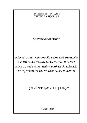 Luận văn thạc sĩ luật học bảo vệ quyền con người bằng chế định lớn về tội phạm trong phần chung bộ luật hình sự việt nam trên cơ sở thực tiễn xét xử tại tỉnh hà giang giai đoạn 20182022
