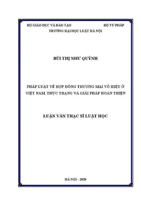 Luận văn thạc sĩ luật học pháp luật về hợp đồng thương mại vô hiệu ở việt nam thực trạng và giải pháp hoàn thiện