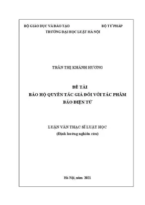 Luận văn thạc sĩ luật học bảo hộ quyền tác giả đối với tác phẩm báo điện tử