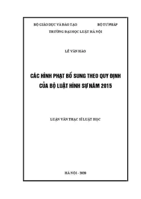 Luận văn thạc sĩ luật học các hình phạt bổ sung theo quy định của bộ luật hình sự năm 2015