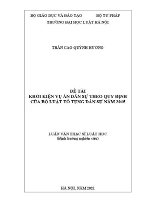 Luận văn thạc sĩ luật học khởi kiện vụ án dân sự theo quy định của bộ luật tố tụng dân sự năm 2015