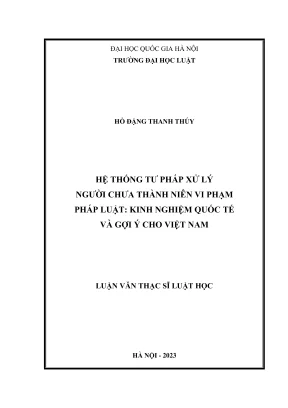 Luận văn thạc sĩ luật học hệ thống tư pháp xử lý người chưa thành niên vi phạm pháp luật kinh nghiệm quốc tế và gợi ý cho việt nam