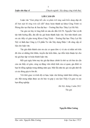Luận văn thạc sĩ xây dựng công trình thủy giải pháp kết cấu và phân tích ứng suất biến dạng đập đá đổ bản mặt bê tông trên nền đất