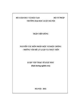 Luận văn thạc sĩ luật học nguyên tắc hôn nhân một vợ một chồng những vấn đề lý luận và thực tiễn