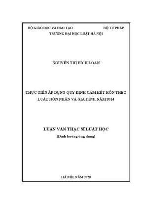 Luận văn thạc sĩ luật học thực tiễn áp dụng quy định cấm kết hôn theo luật hôn nhân và gia đình năm 2014
