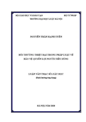 Luận văn thạc sĩ luật học bồi thường thiệt hại trong pháp luật về bảo vệ quyền lợi người tiêu dùng