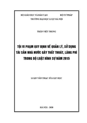 Luận văn thạc sĩ luật học tội vi phạm quy định về quản lý sử dụng tài sản nhà nước gây thất thoát lãng phí trong bộ luật hình sự năm 2015