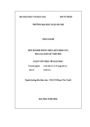 Luận văn thạc sĩ luật học hủy bỏ hợp đồng theo quy định của bộ luật dân sự năm 2015