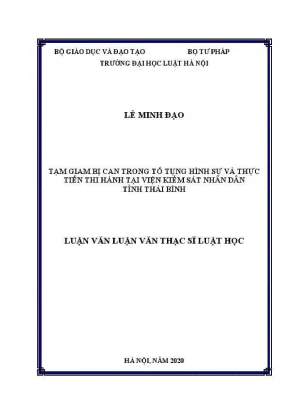 Luận văn thạc sĩ luật học tạm giam bị can trong tố tụng hình sự và thực tiễn thi hành tại viện kiểm sát nhân dân tỉnh thái bình