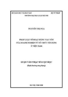 Luận văn thạc sĩ luật học pháp luật về hoạt động vay vốn của doanh nghiệp từ tổ chức tín dụng ở việt nam