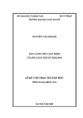 Luận văn thạc sĩ luật học bảo lãnh theo quy định của bộ luật dân sự năm 2015