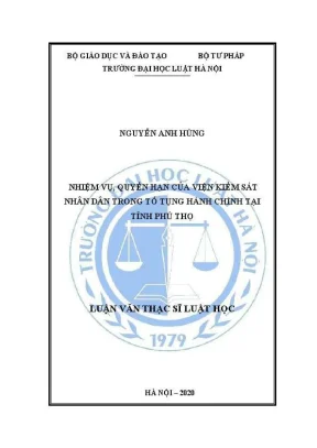 Luận văn thạc sĩ luật học nhiệm vụ quyền hạn của viện kiểm sát nhân dân trong tố tụng hành chính tại tỉnh phú thọ