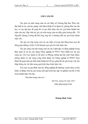 Luận văn thạc sĩ kinh tế tntn và môi trường đề xuất một số giải pháp nâng cao hiệu quả công tác quản lý dự án đầu tư xây dựng các công trình đê điều tỉnh nam định