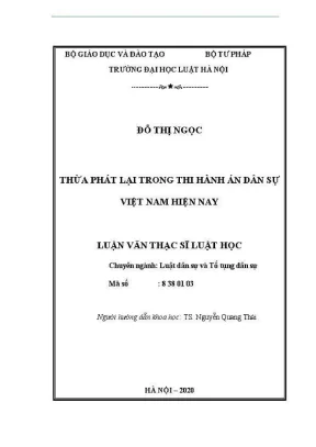 Luận văn thạc sĩ luật học thừa phát lại trong thi hành án dân sự việt nam hiện nay