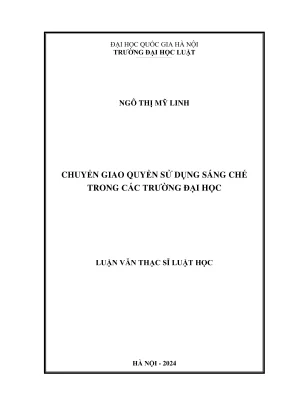 Luận văn thạc sĩ luật học chuyển giao quyền sử dụng sáng chế trong các trường đại học