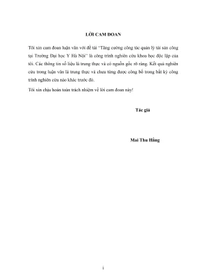 Luận văn thạc sĩ kỹ thuật chuyên ngành quản lý kinh doanh tăng cường công tác quản lý tài sản công tại trường đại học y hà nội