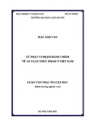 Luận văn thạc sĩ luật học xử phạt vi phạm hành chính về an toàn thực phẩm ở việt nam
