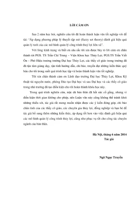 Luận văn thạc sĩ kỹ thuật tài nguyên nước áp dụng phương pháp lý thuyết tập mờ fuzzy set theory đánh giá hiệu quả quản lý tưới của các mô hình quản lý công trình thủy lợi liên xã