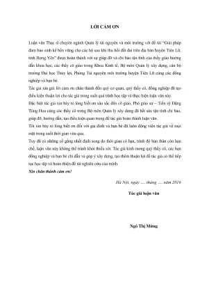 Luận văn thạc sĩ quản lý tài nguyên và môi trường giải pháp đảm bảo sinh kế bền vững cho các hộ sau khi thu hồi đất đai trên địa bàn huyện tiên lữ tỉnh hưng yên