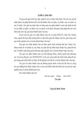 Luận văn thạc sĩ quản lý tài nguyên và môi trường giải pháp hỗ trợ sản xuất nông nghiệp trong điều kiện biến đổi khí hậu tại hệ thống tưới phú ninh quảng nam