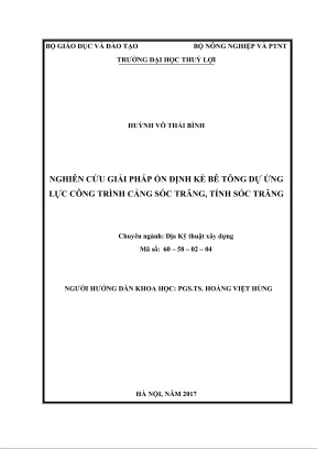 Luận văn thạc sĩ chuyên ngành địa kỹ thuật xây dựng nghiên cứu giải pháp ổn định kè bê tông dự ứng lực công trình cảng sóc trăng tỉnh sóc trăng