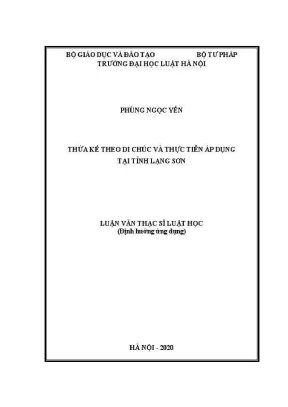 Luận văn thạc sĩ luật học thừa kế theo di chúc và thực tiễn áp dụng tại tỉnh lạng sơn