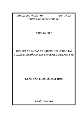 Luận văn thạc sĩ luật học hậu quả về tài sản và con cái khi ly hôn tại toà án nhân dân huyện lộc bình tỉnh lạng sơn