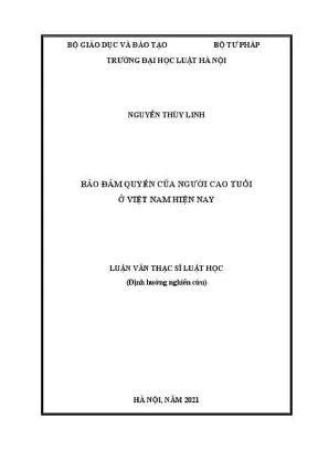 Luận văn thạc sĩ luật học bảo đảm quyền của người cao tuổi ở việt nam hiện nay