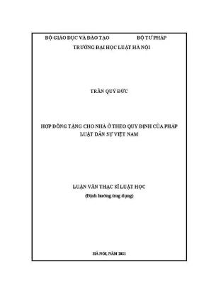Luận văn thạc sĩ luật học hợp đồng tặng cho nhà ở theo quy định của pháp luật dân sự việt nam