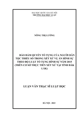Luận văn thạc sĩ luật học bảo đảm quyền tố tụng của người dân tộc thiểu số trong xét xử vụ án hình sự theo bộ luật tố tụng hình sự năm 2015 trên cơ sở thực tiễn xét xử tại tỉnh đắk lắk