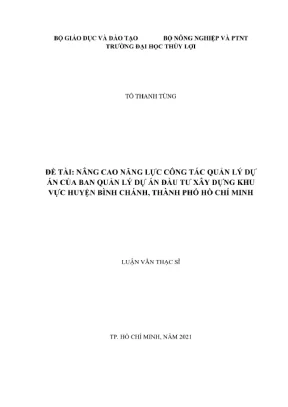 Luận văn thạc sĩ quản lý xây dựng nâng cao năng lực công tác quản lý dự án của ban quản lý đầu tư xây dựng công trình huyện bình chánh thành phố hồ chí minh