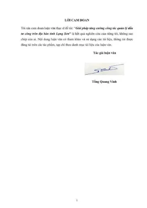 Luận văn thạc sĩ kỹ thuật chuyên ngành quản lý kinh tế giải pháp tăng cường công tác quản lý đầu tư công trên địa bàn tỉnh lạng sơn
