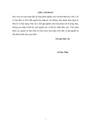 Luận văn thạc sĩ kinh tế xây dựng hoàn thiện công tác quản lý chi phí đầu tư xây dựng tại ban quản lý đầu tư và xây dựng thủy lợi 2